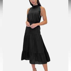 Sam Edelman Women’s Black Satin Sleeveless Midi Dress Size 14